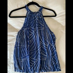 Blue print halter top